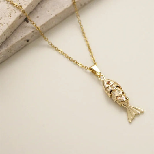 PVD 18K Gold Plated Golden Fish Necklace