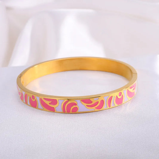 PVD Coated Real Gold Plated Blush Enamel Gold Bracelet