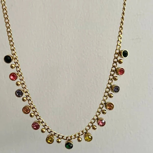 18K Gold Plated Classic CZ Multicolored Necklace