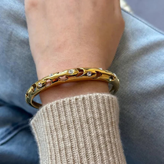 PVD 18K Gold Plated Galaxy Celestial Open Bracelet