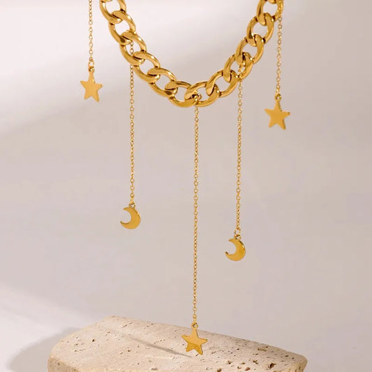 PVD 18K Gold Plated Celestial Necklace