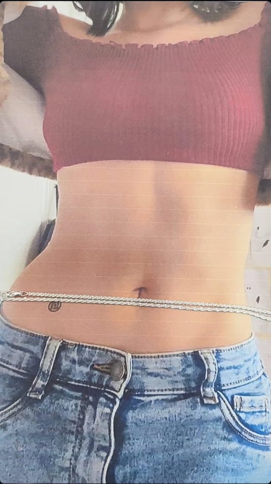 Stainless Steel Twisted Rope Silver Waist Chain