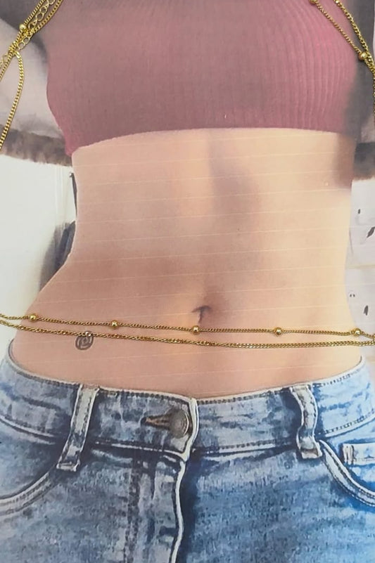18K Gold Plated Stainless Steel Double Layered Waist Chain