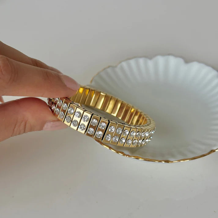 18K Gold Plated CZ Studded Italian Bracelet