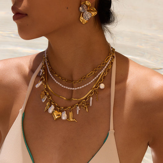 PVD 18K Gold Plated Whimsical Charm Necklace