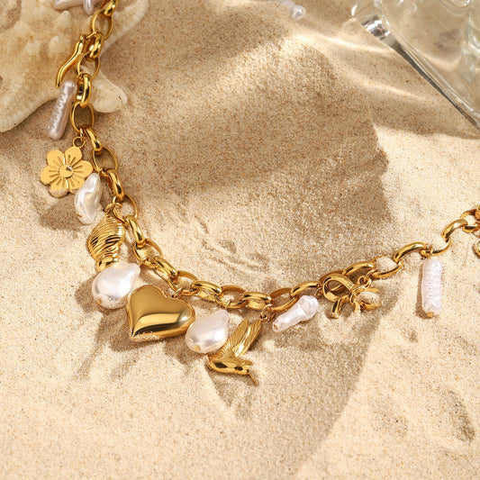 PVD 18K Gold Plated Whimsical Charm Necklace