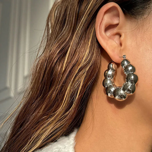 PVD 18K Gold Plated Bubble Hoop Earrings
