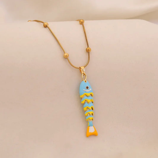 Luxurious Stainless Steel Flexible Fish Pendant Necklace