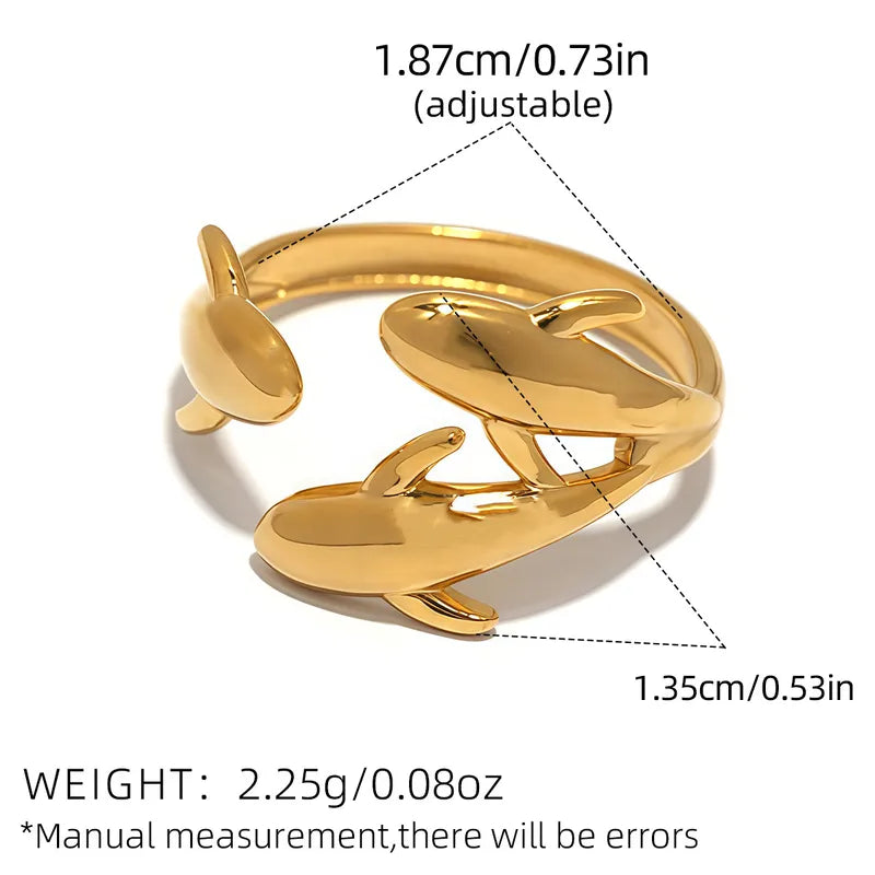 18K Gold Plated Dolphin Ring