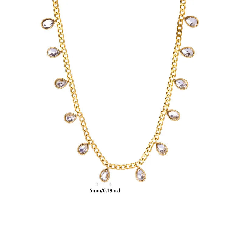 18K Gold Plated CZ WaterDrop Necklace