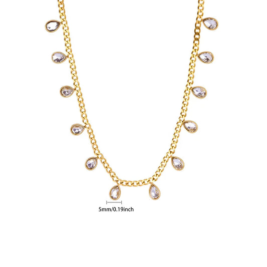 18K Gold Plated CZ WaterDrop Necklace