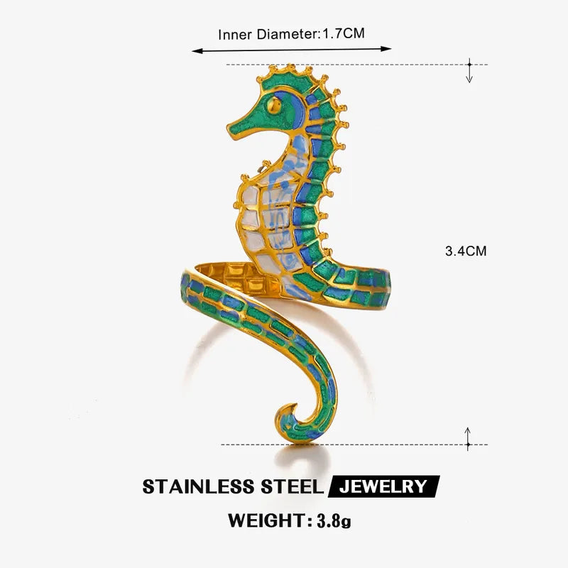 18K Gold Plated Seahorse Ring