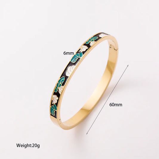 PVD Coated Real Gold Plated Boho Chic Enamel Bracelet
