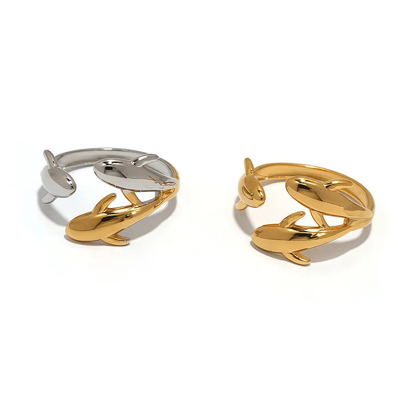 18K Gold Plated Dolphin Ring