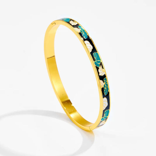 PVD Coated Real Gold Plated Boho Chic Enamel Bracelet
