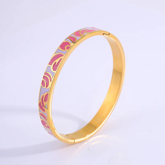 PVD Coated Real Gold Plated Blush Enamel Gold Bracelet