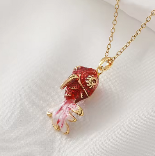 PVD 18K Gold Plated Red Gold Fish Pendant Necklace