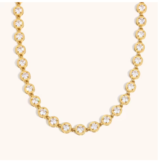 PVD 18K Gold Plated Radiance CZ Tennis Necklace
