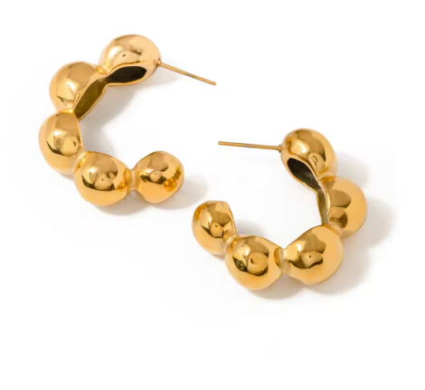 PVD 18K Gold Plated Chunky Gold Blob Hoop Earrings | Sculptural Statement Jewelry