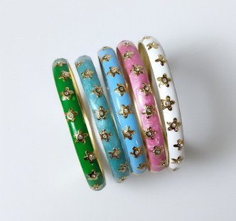 PVD Coated Real Gold Plated diamond studded Flower bracelet