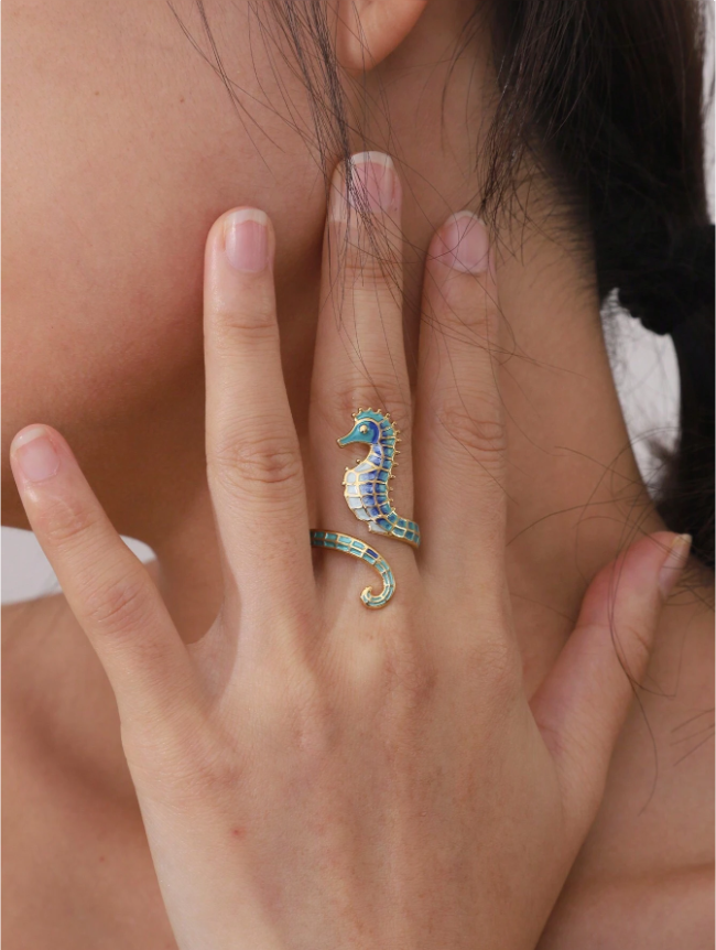 18K Gold Plated Seahorse Ring