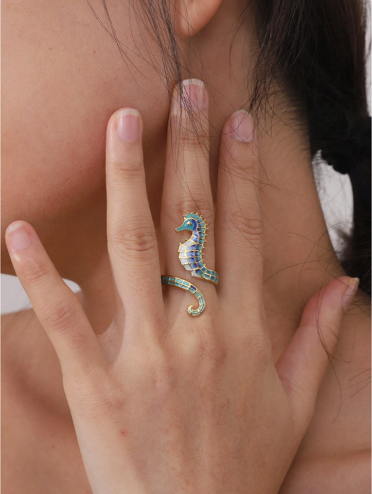 18K Gold Plated Seahorse Ring