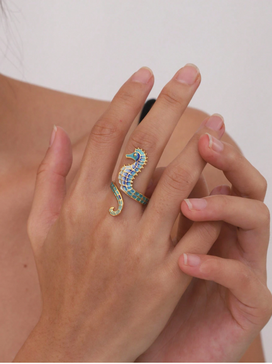18K Gold Plated Seahorse Ring