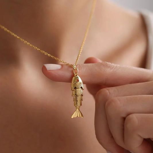 PVD 18K Gold Plated Golden Fish Necklace