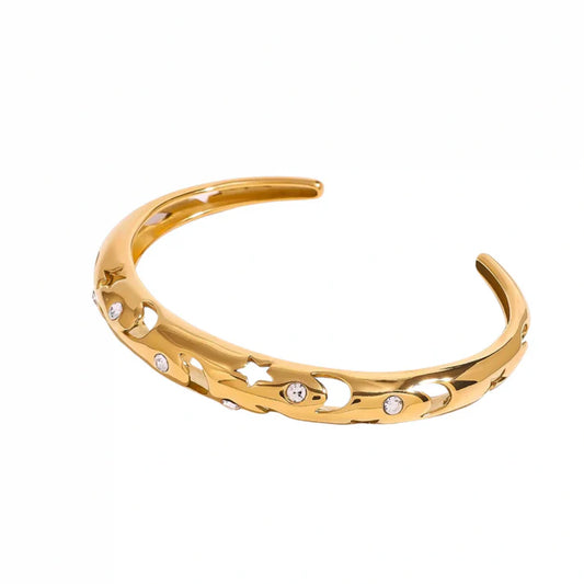 PVD 18K Gold Plated Galaxy Celestial Open Bracelet