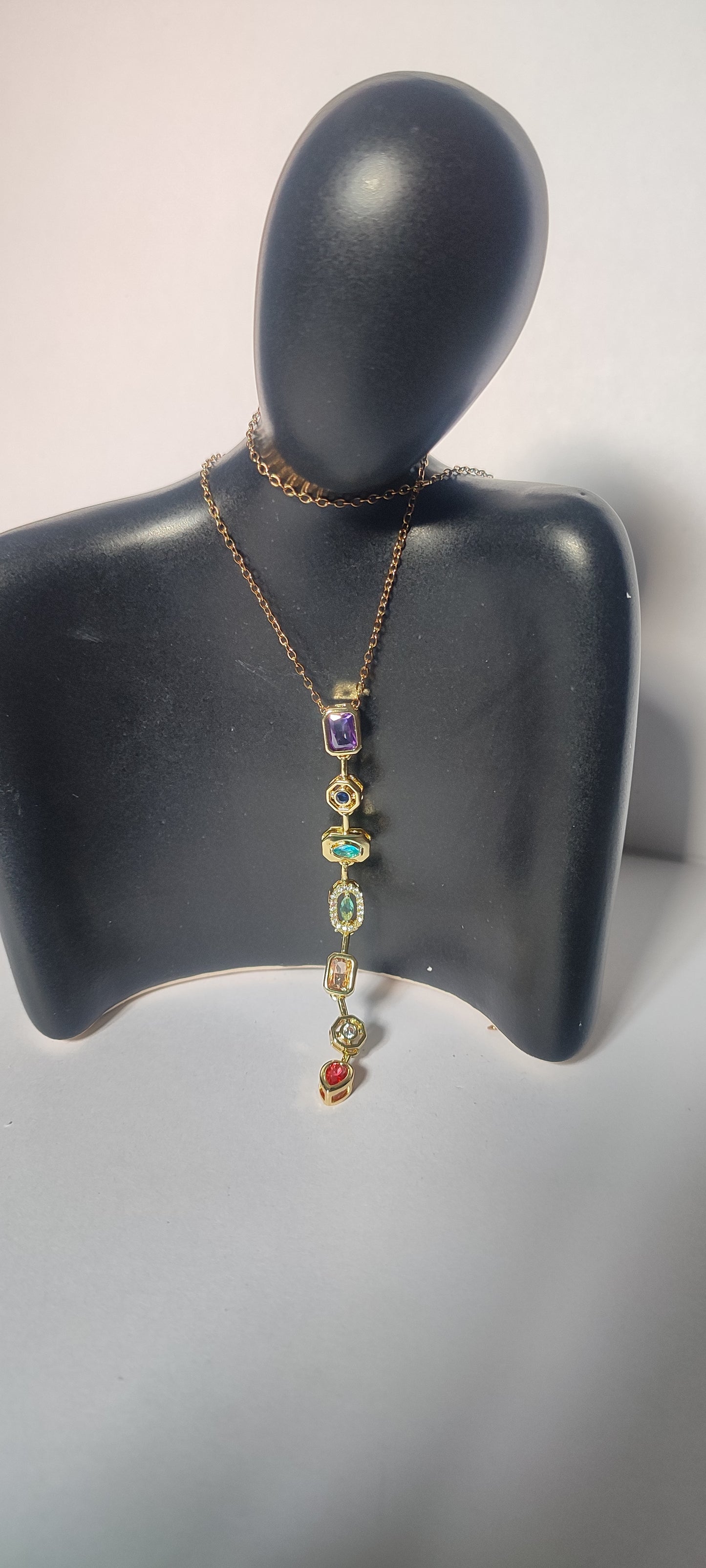 Waterproof 18K Gold Plated AuraStone Y necklace