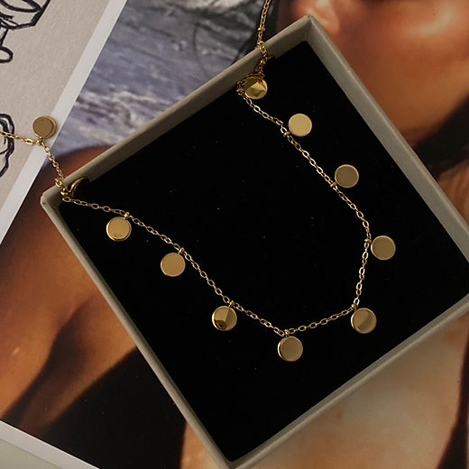 Gold Disc Necklace - 18K Gold Plated