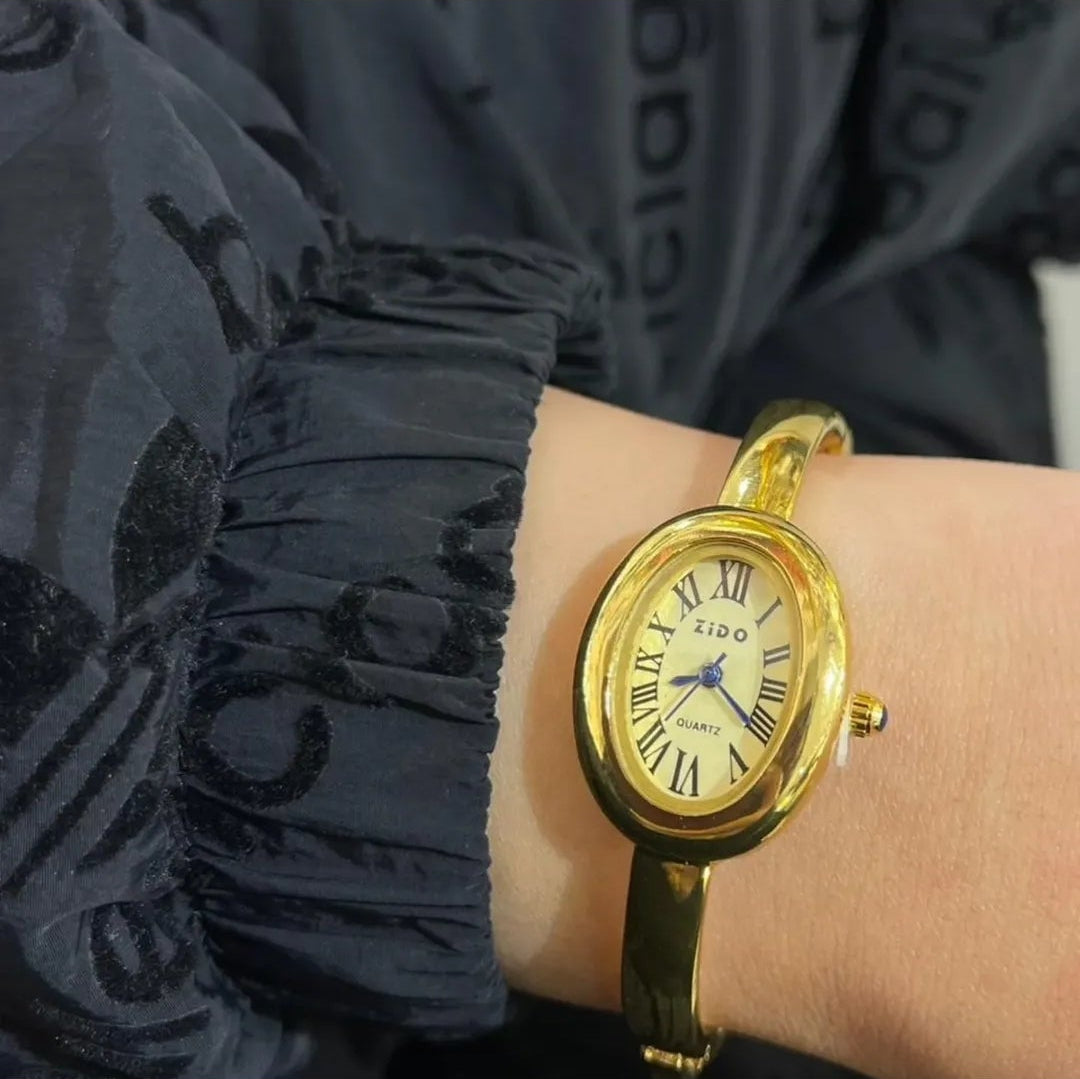 18K Gold Plated Roman Numeral Watch for Women | Water-Resistant Stainless Steel