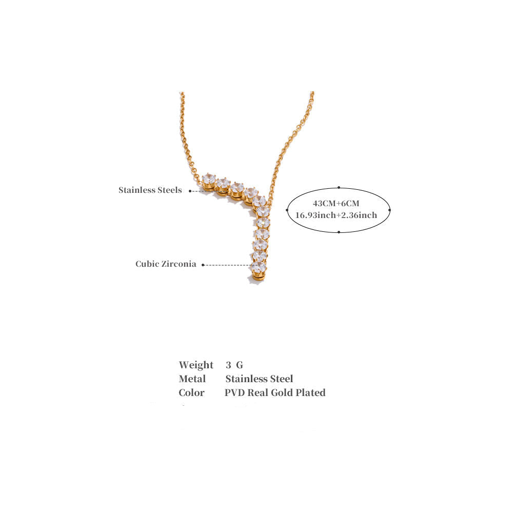 PVD 18K Gold Plated Arc Diamond Drop Necklace