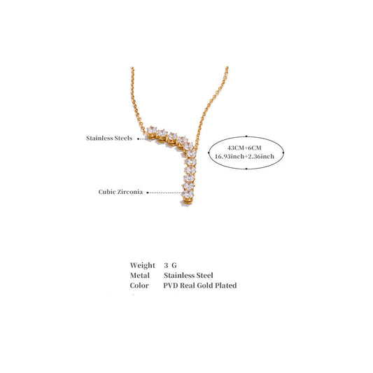 PVD 18K Gold Plated Arc Diamond Drop Necklace
