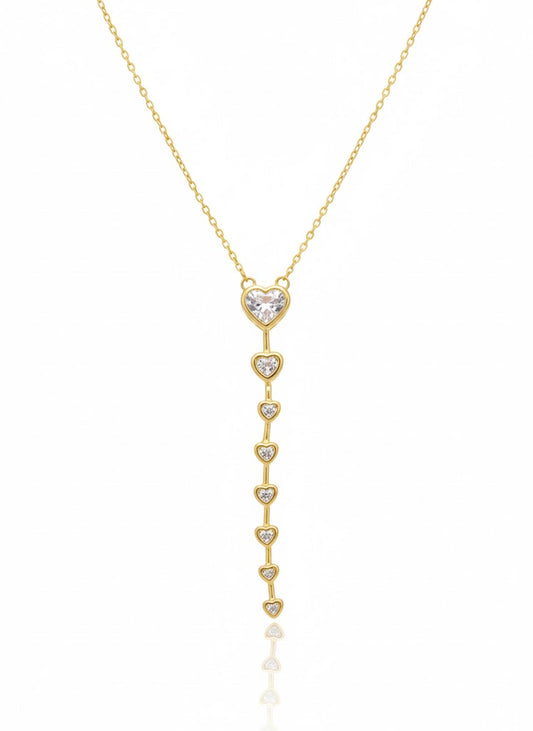 18K Gold Plated Clear Stone Y Necklace | Adjustable Lariat | Waterproof