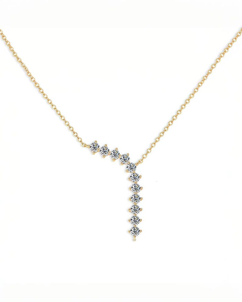 PVD 18K Gold Plated Arc Diamond Drop Necklace