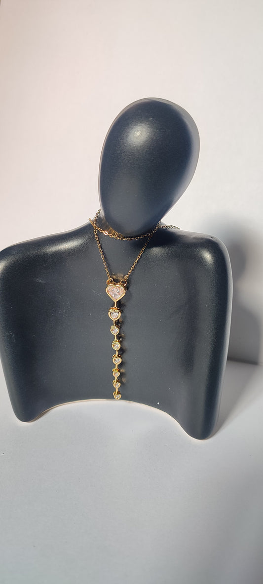 18K Gold Plated Clear Stone Y Necklace | Adjustable Lariat | Waterproof