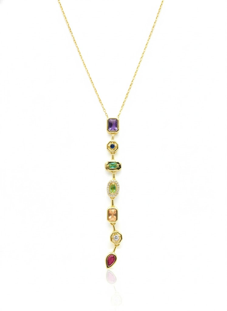 Waterproof 18K Gold Plated AuraStone Y necklace