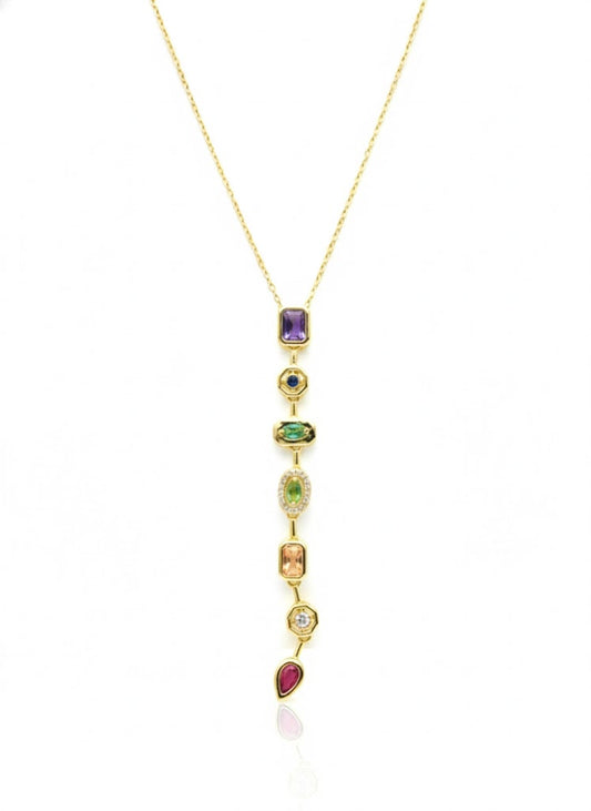 Waterproof 18K Gold Plated AuraStone Y necklace