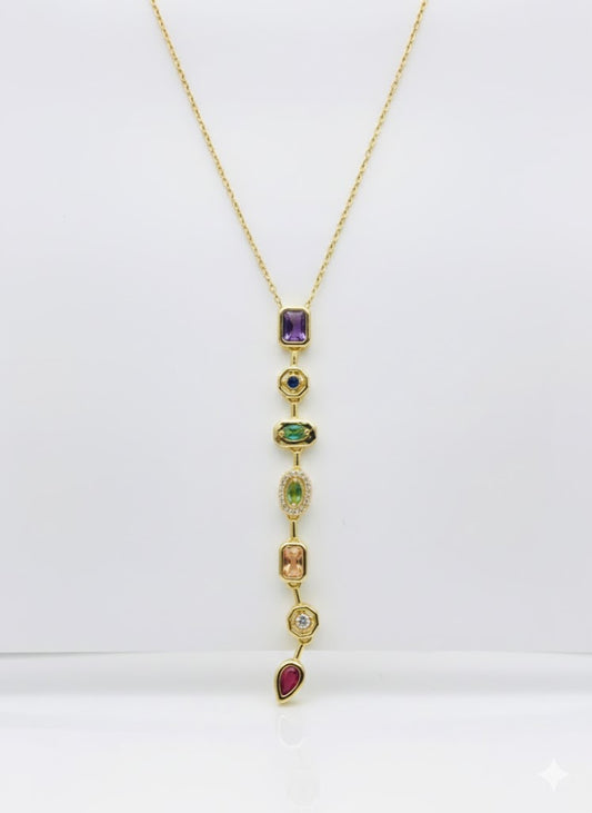 Waterproof 18K Gold Plated AuraStone Y necklace