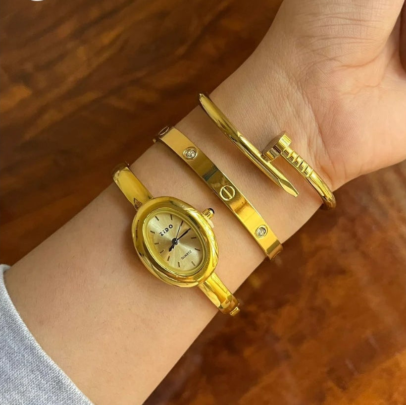 18K Gold Plated Watch for Men & Women | Water-Resistant Stainless Steel Timepiece