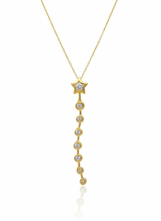 18K Gold Plated Star Y Necklace | Adjustable Lariat | Waterproof