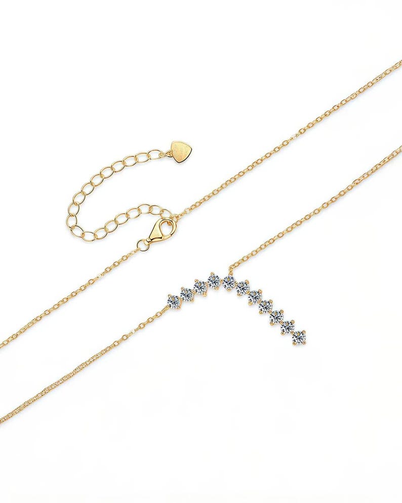 PVD 18K Gold Plated Arc Diamond Drop Necklace