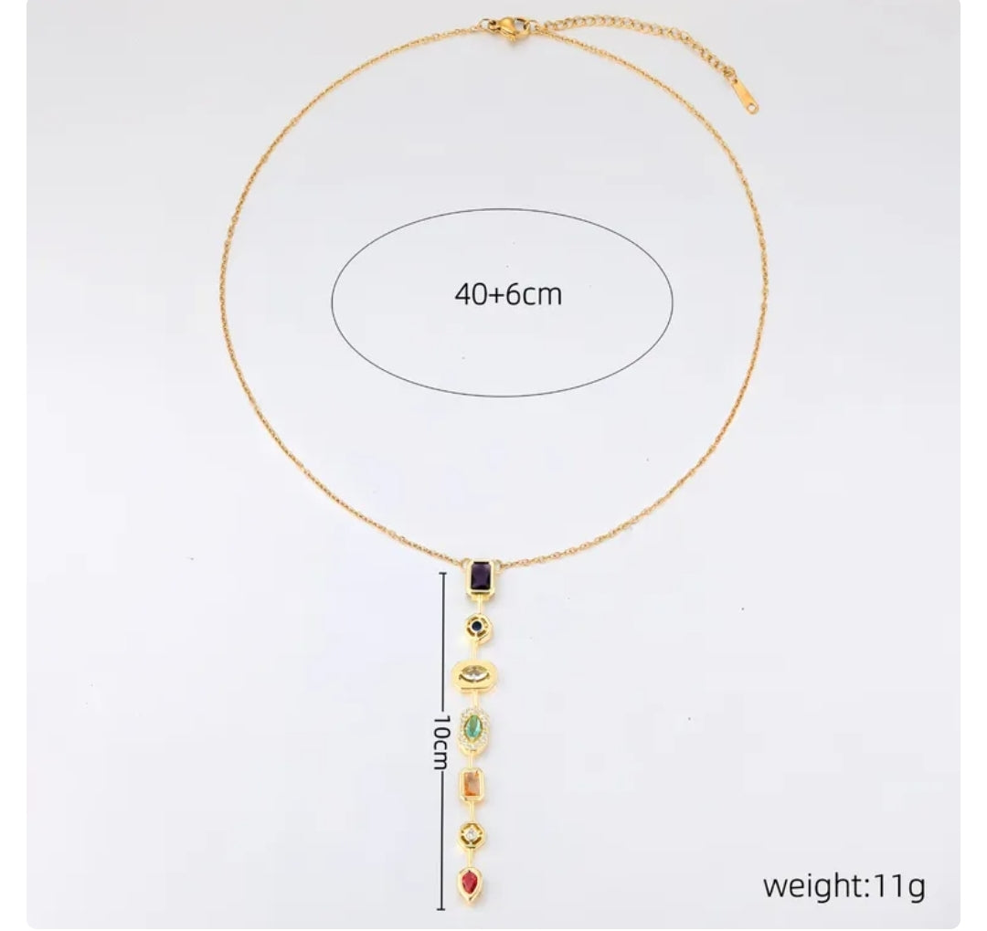 Waterproof 18K Gold Plated AuraStone Y necklace