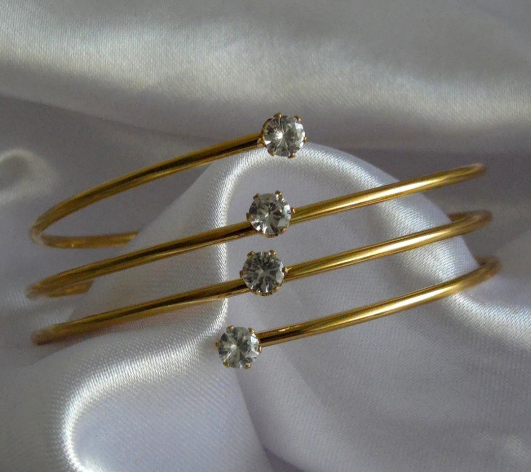 18K Gold Plated CZ Spiral Bracelet for Women | Water-Resistant Anti-Tarnish Jewellery