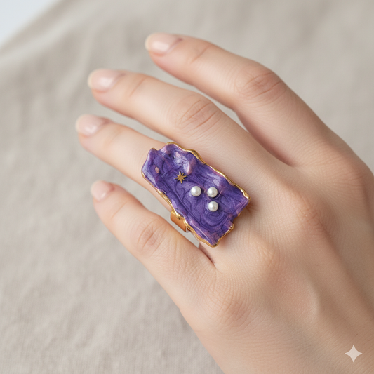 18K Gold Plated Celestial Galaxy Ring